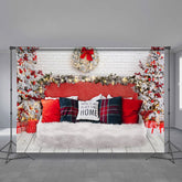 Aperturee - Red Sofa Room Deco Tree Light Christmas Backdrop